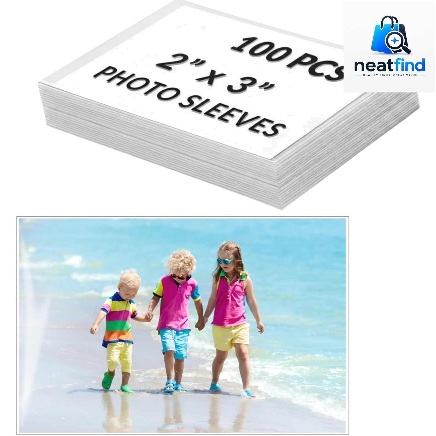 2x3 Photo Sleeves 100 Pcs, Acid-Free Archival Quality - Crystal Clear Photo S...