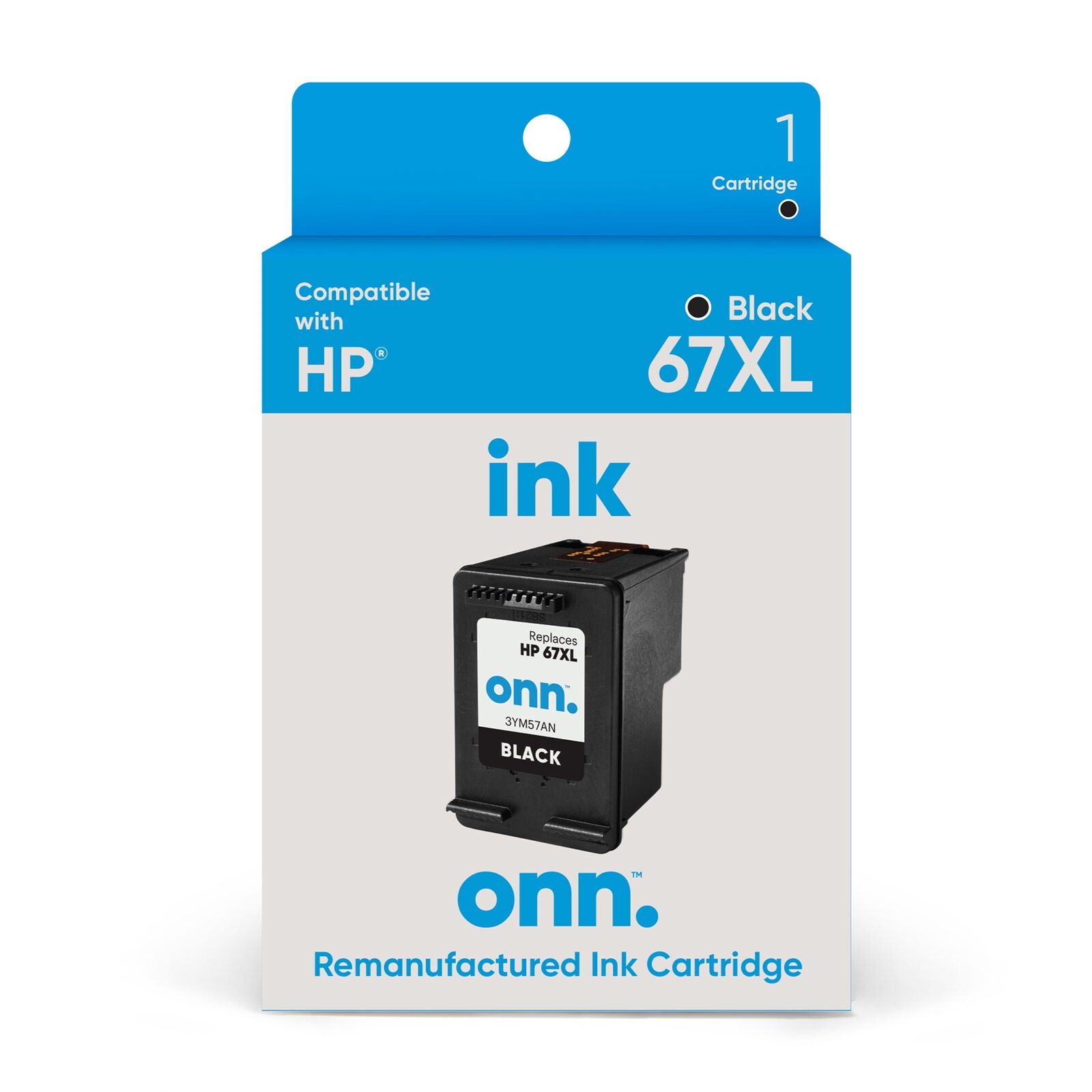 onn. 67XL HP High-Yield Ink Cartridge, Black，1 cartridge