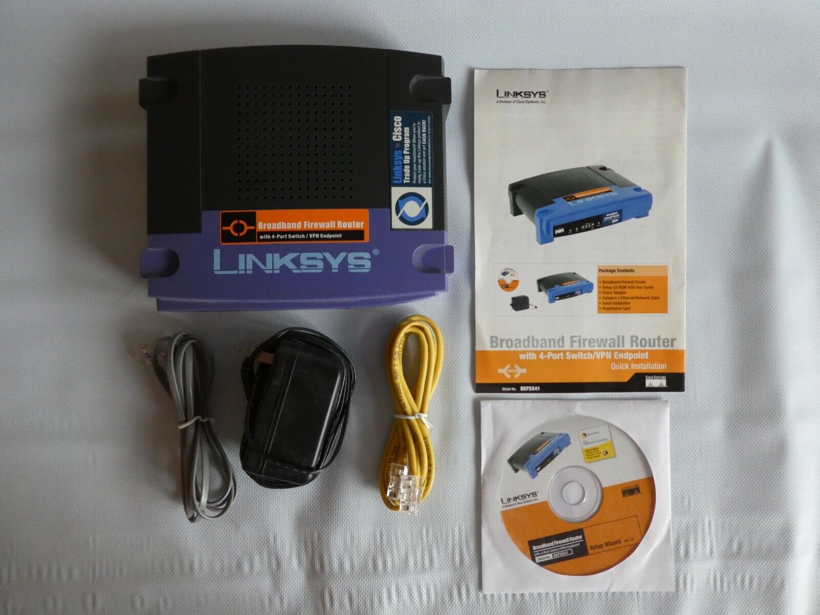 LINKSYS BroadBand Firewall Router Cisco Systems 4-Port Switch  BEFSX41  Preowned