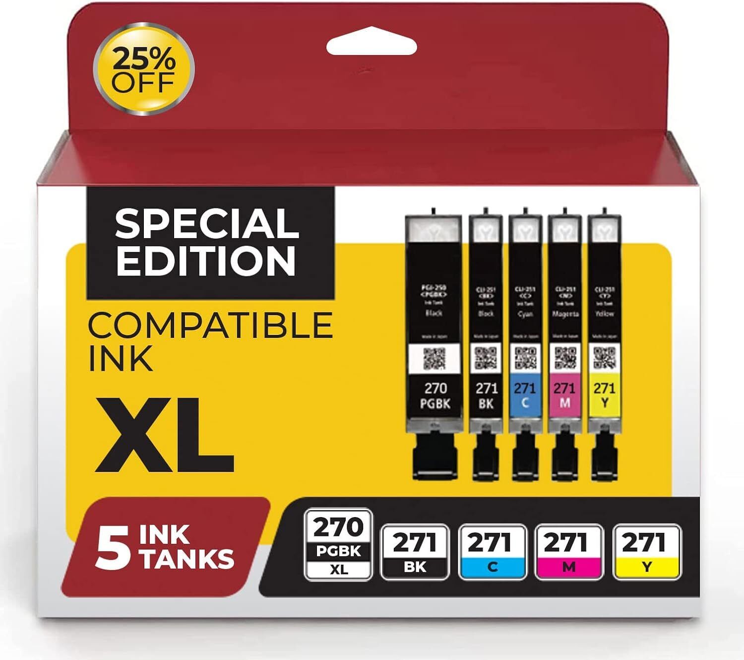 5Pc Black Color Ink Cartridge replacement for Canon PGI-270 CLI-271 MG5720 5721