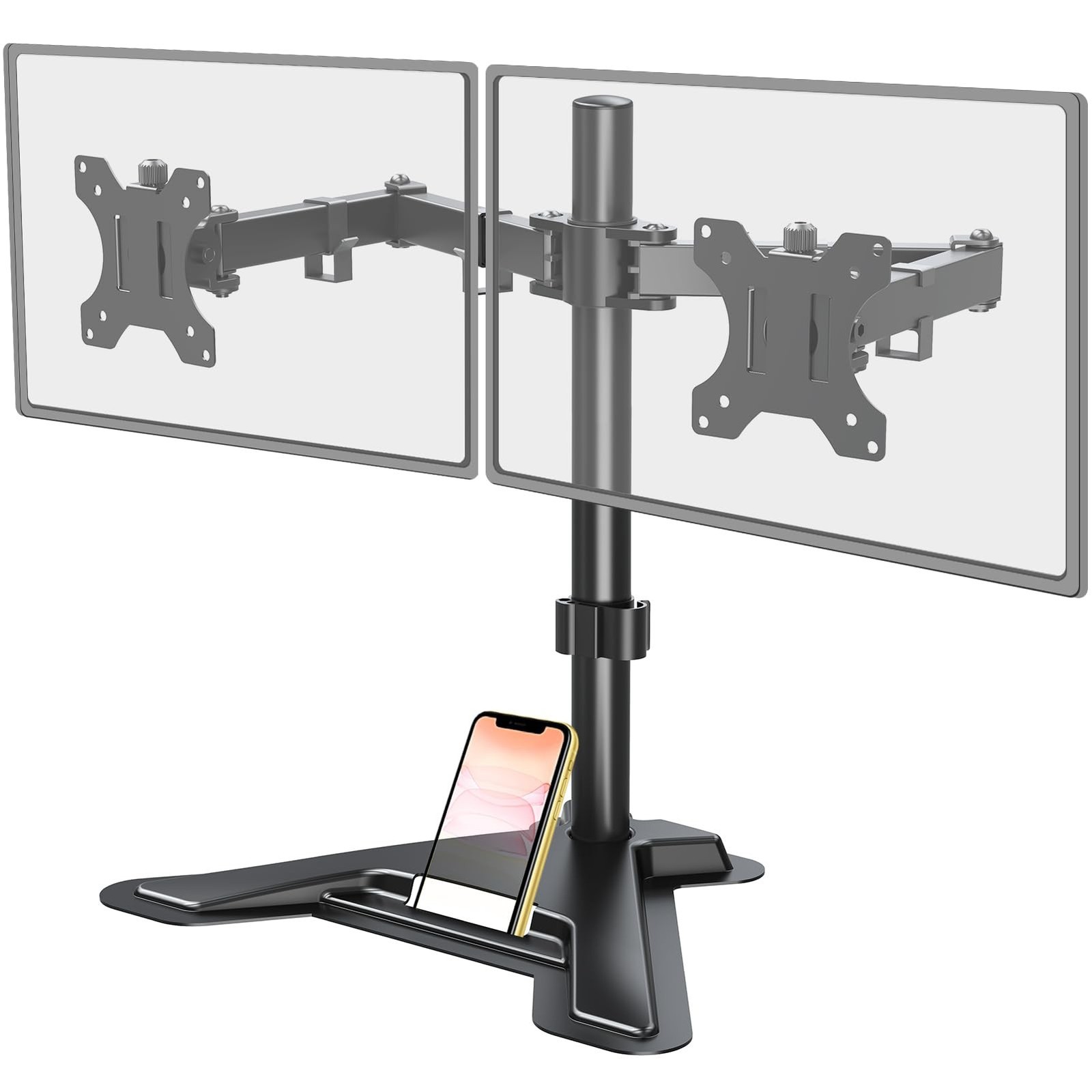 MOUNT PRO Dual Monitor Stand, Free-Standing Full Motion Monitor Desk Mount Fi...