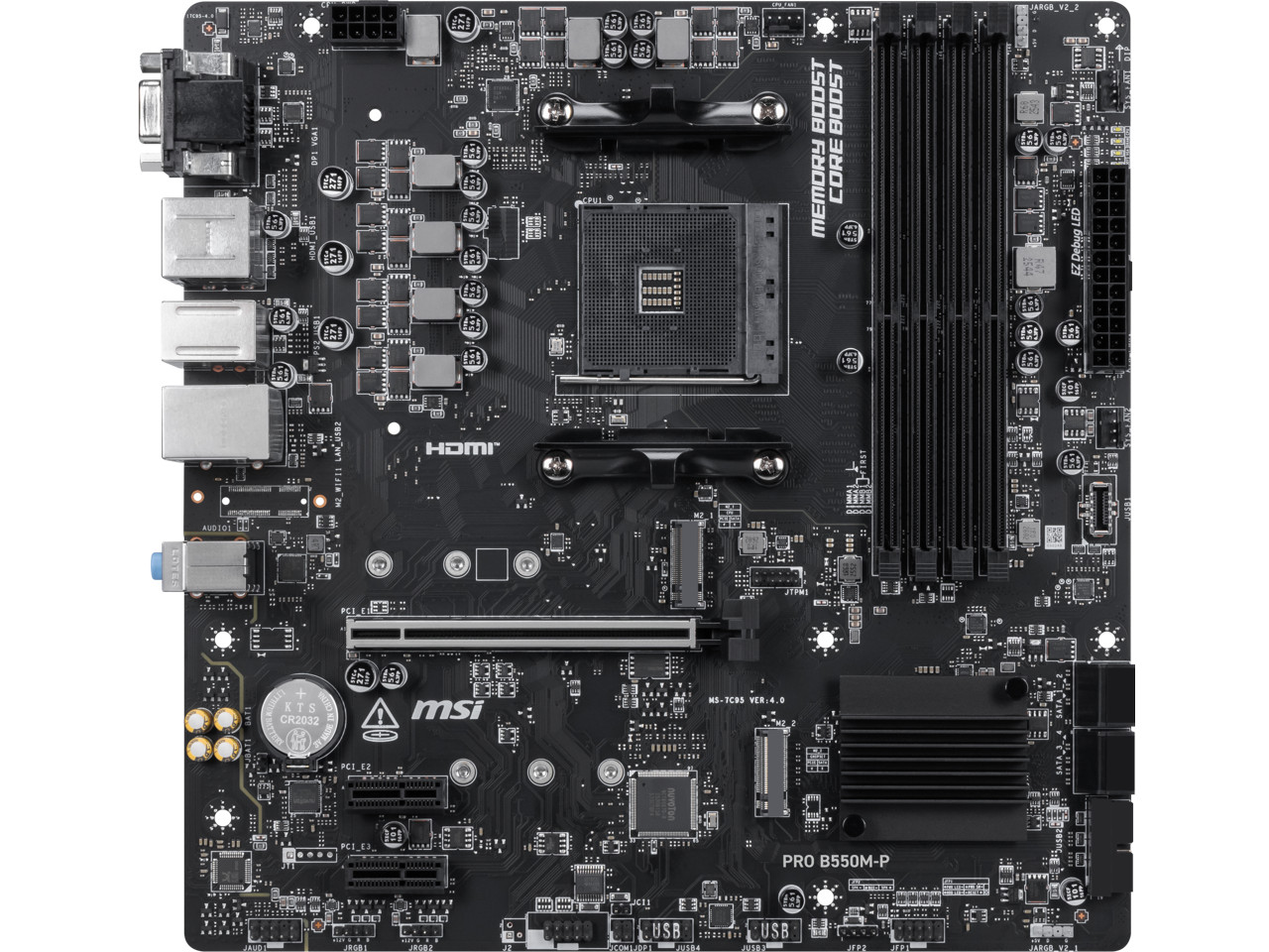 MSI PRO B550M-P AMD AM4 Micro-ATX Motherboard, B550 Chipset, DDR4 4400+ MHz,