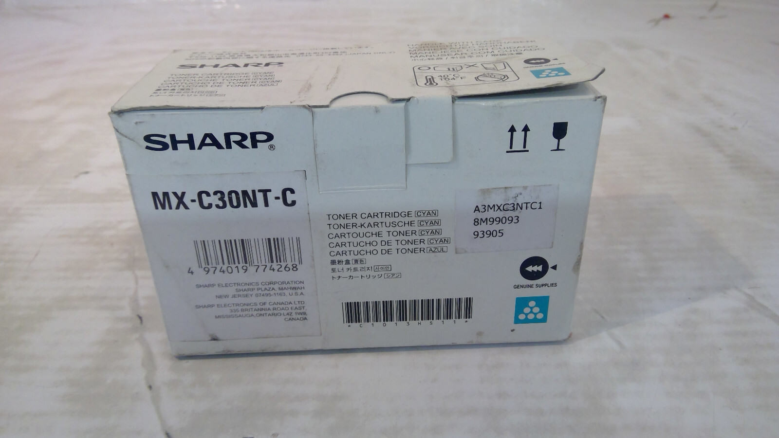 Genuine Sharp MX-C250/MX-C304WH Cyan Toner Cartridge MX-C30NTC, MX-C30NT-C