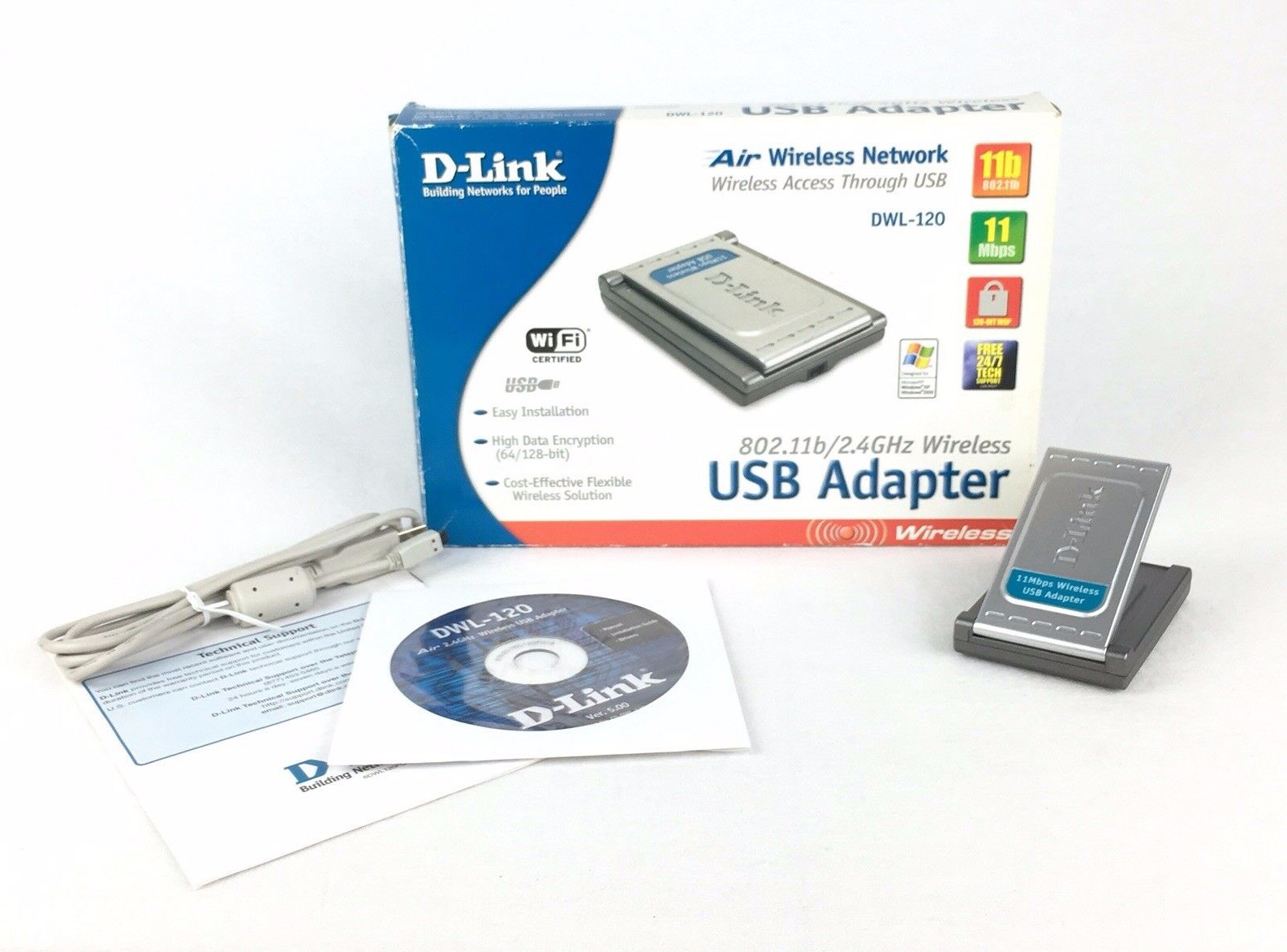 D-Link DWL-120 Wireless-B USB Adapter 802.11b/2.4 GHz