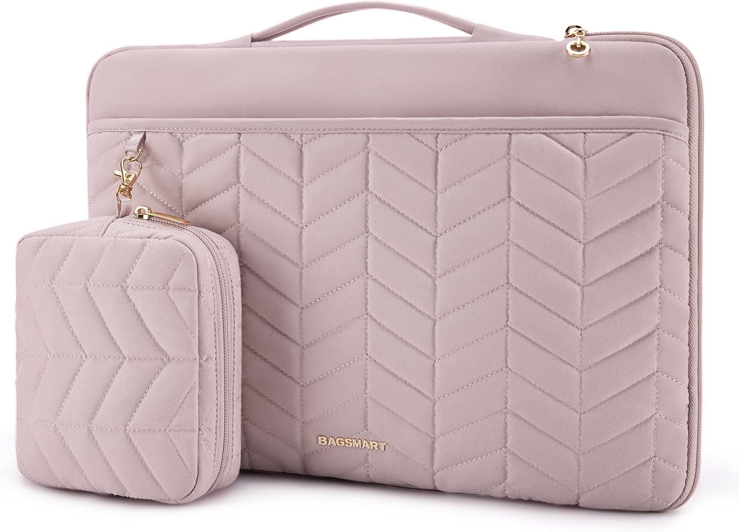 Puffy Padded Laptop Bag Sleeve for Women, 15-16 inch MacBook Air/Pro Case, Pink