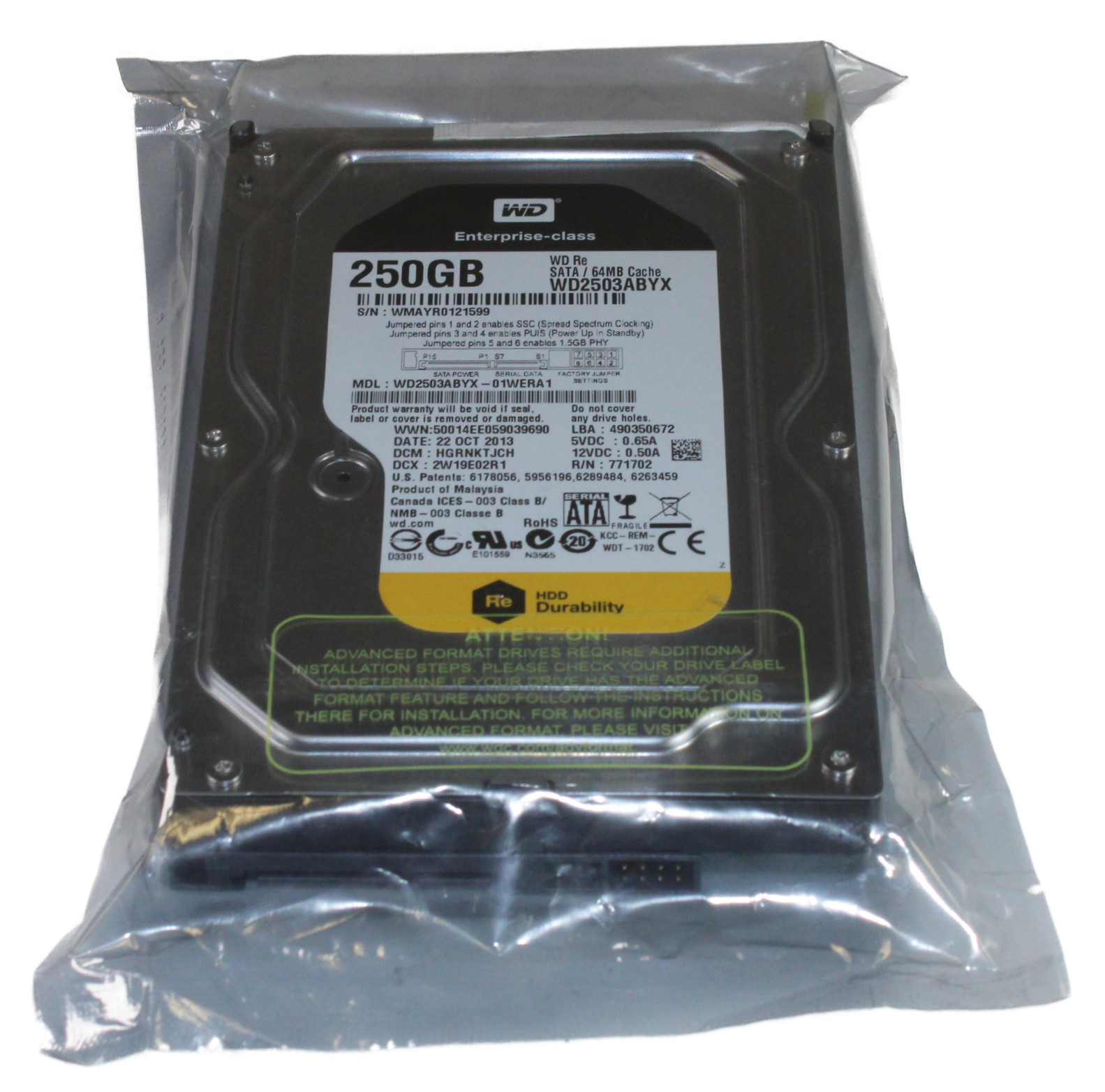 Western Digital WD2503ABYX-01WERA1 250 GB 64MB 3.5" 7200 RPM SATA Hard Drive