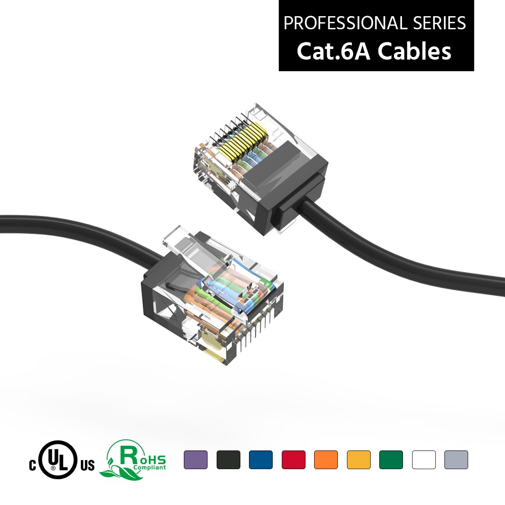6Ft CAT6A UTP Super-Slim Ethernet Network Cable 32AWG Black