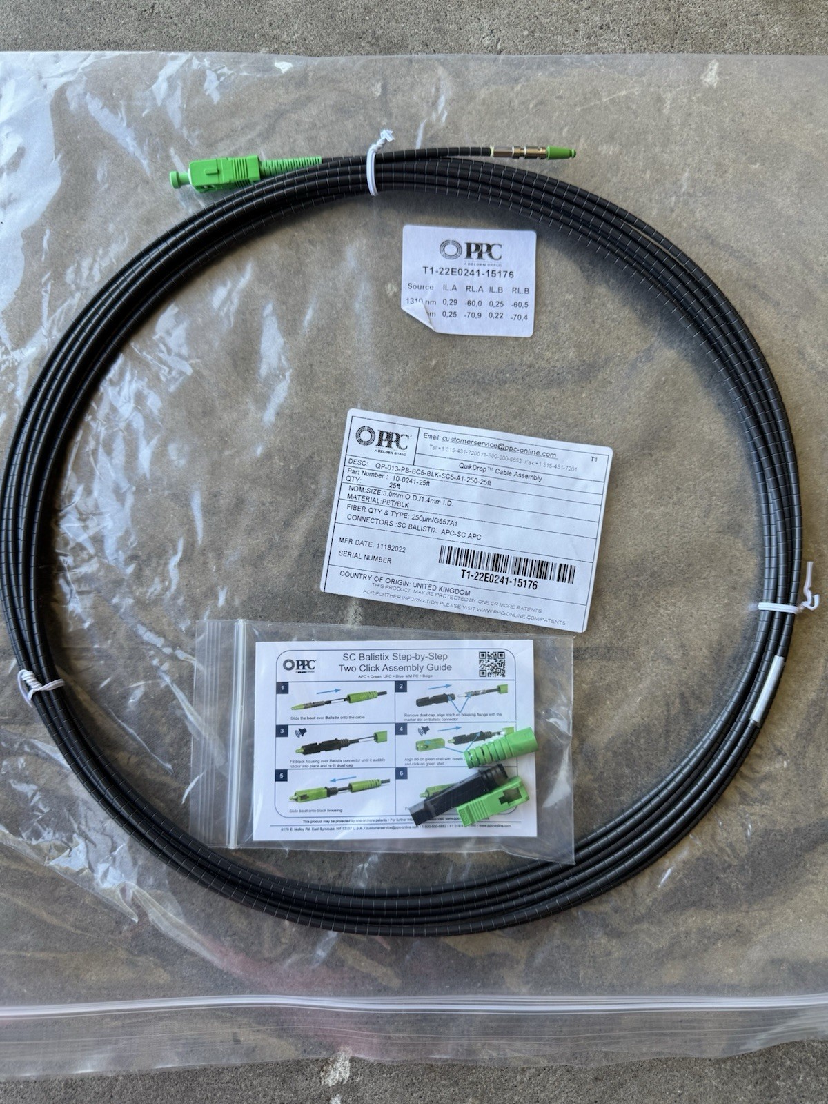 PPC by Belden - QP-013-PB-BC5-BLK-SC5-A1-250-25ft