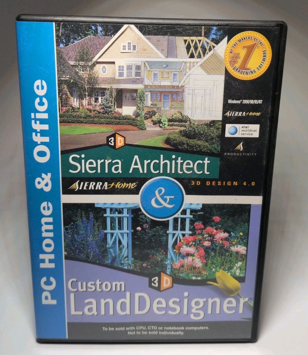 Sierra Architect and Custom Land Design PC CD ROM Home & Office 3D Design 4.0