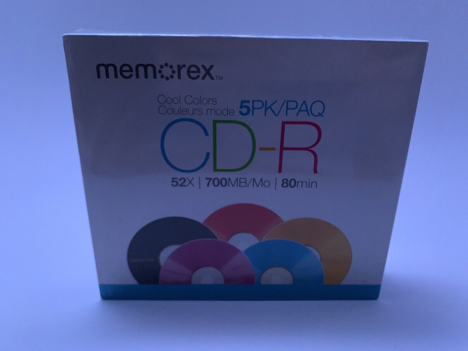 NEW Memorex Cool Colors CD-R 52X 700MB 80 min (5 Pack) SEALED FAST SHIP (C)