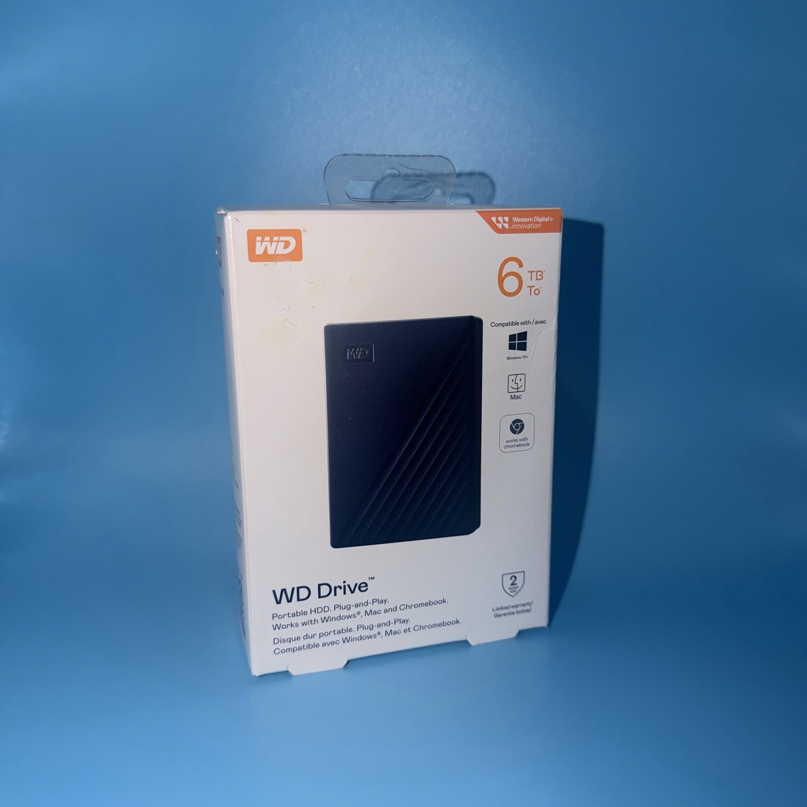 NEW - WD Drive 6TB Portable External Hard Drive HDD USB 3.0 WDBRBU0060BBL Black