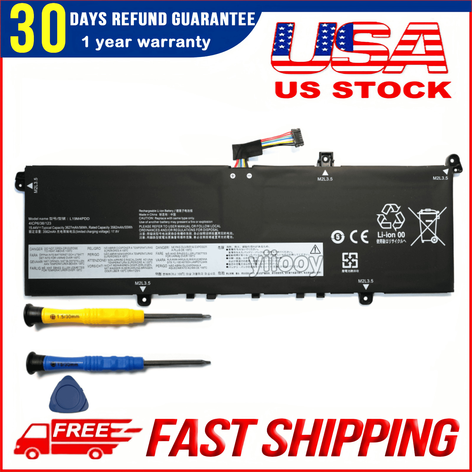 New  L19M4PDD Battery fit for Lenovo ThinkBook 13S 14S G2 ITL L19D4PDD L19C4PDD