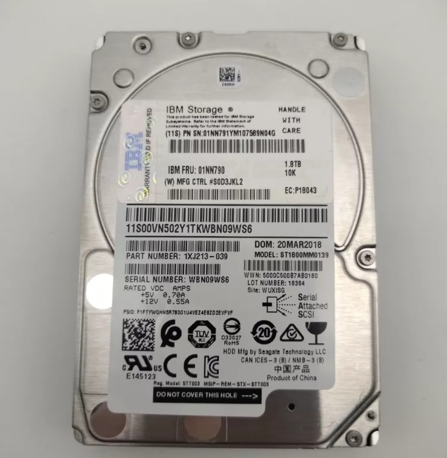 used IBM 1.8TB 01NN790 01NN791 10K 2.5" SAS 12Gb/s Storwize V3700 HDD Hdd