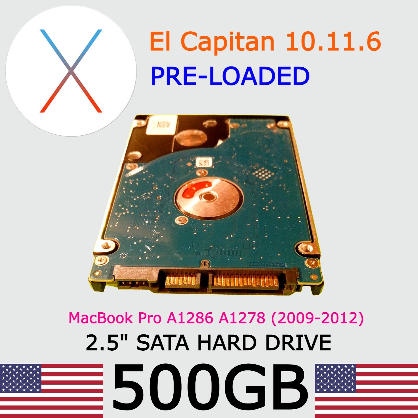 Macbook Pro Hard Drive El Capitan 10.11 500GB HD 2.5" 2010 2011 2012 A1278 A1286