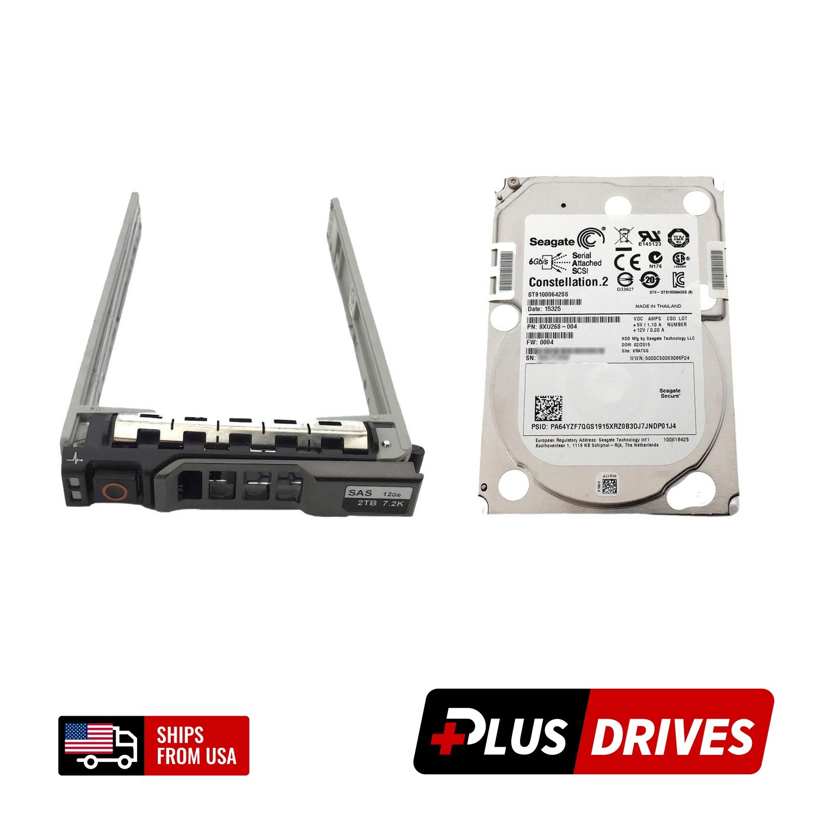 Dell Seagate 2.5in SFF 1TB 6Gbps SAS Drive HDD w/ Dell R720 R630 Caddy SAS Gen12