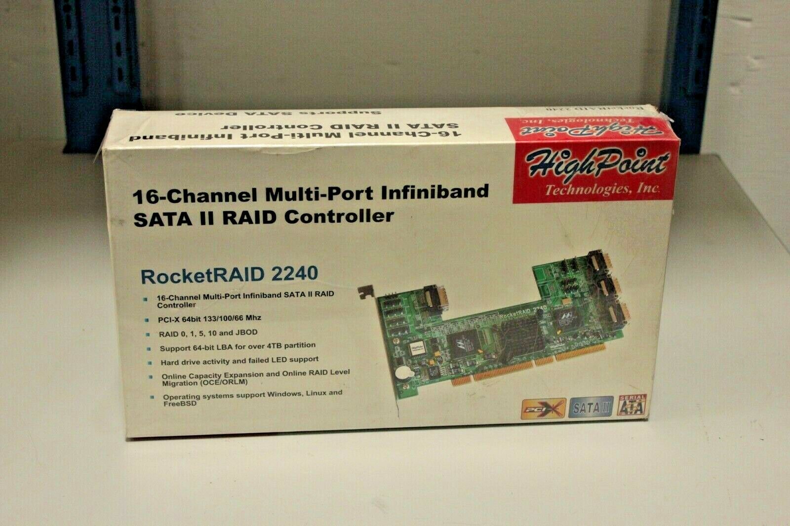 High Point RocketRAID 2240 16-Channel Multi-Port SATA II RAID Controller PCI 64