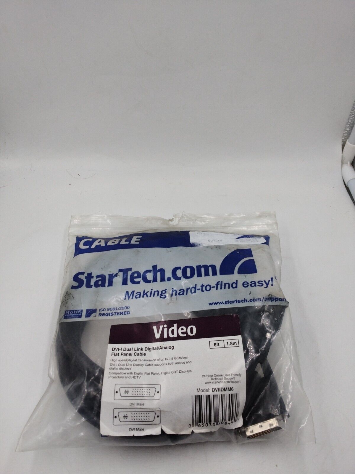 StarTech Brand DVIIDMM6 DVI-I Dual Link Flat Panel Cable 6ft