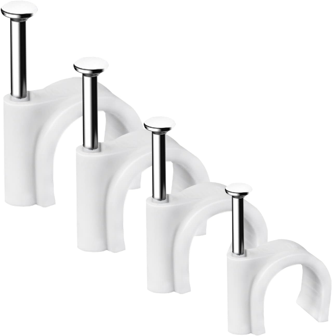 Abnii Cable Nails Clips, 400 Pcs, 4Mm 6Mm 8Mm 10Mm, Wire Wall Clips, White