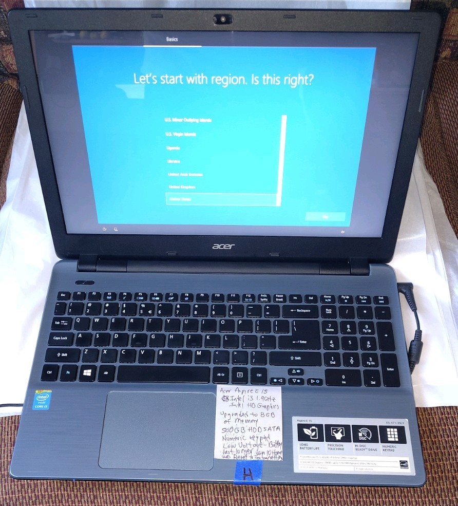 Acer Aspire E 15 15.6" HD Laptop Core i3 1.9 GHz 8GB 500GB HDD Win10 Blue Gray 
