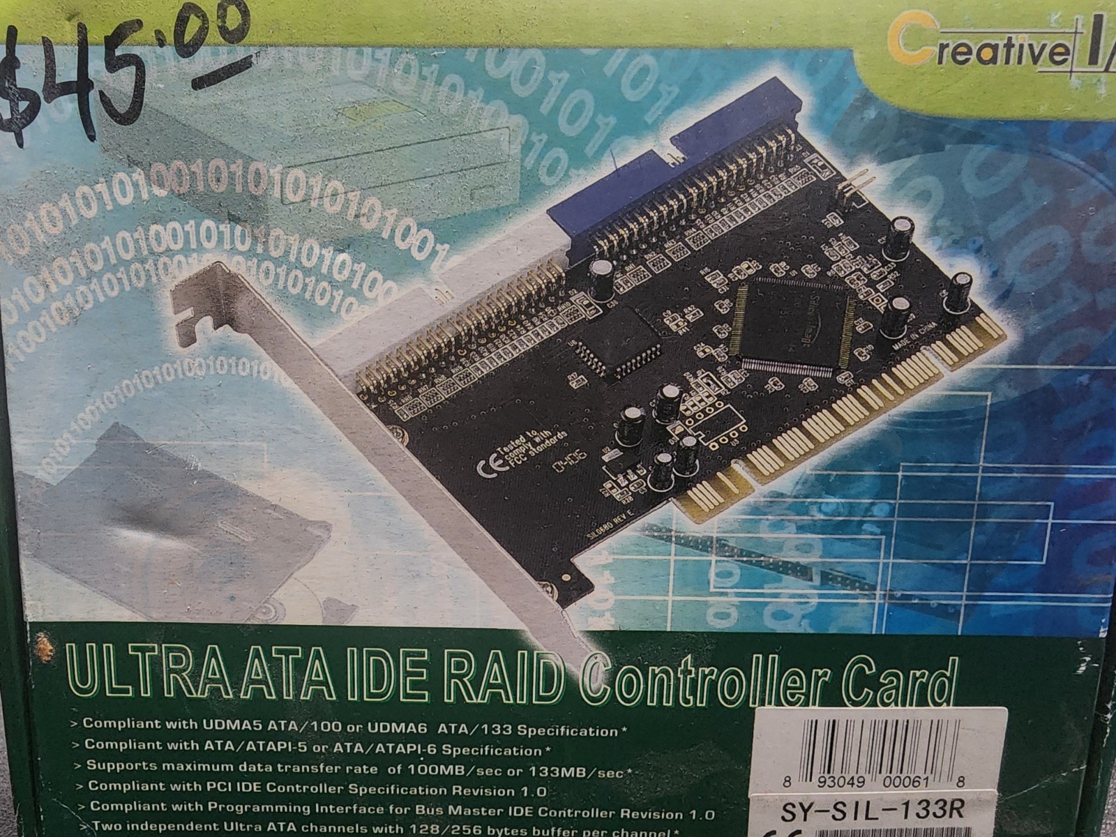 CREATIVE I/O ITE Ultra ATA/133 IDE RAID Controller Card W/ Cable | Disc | Manual