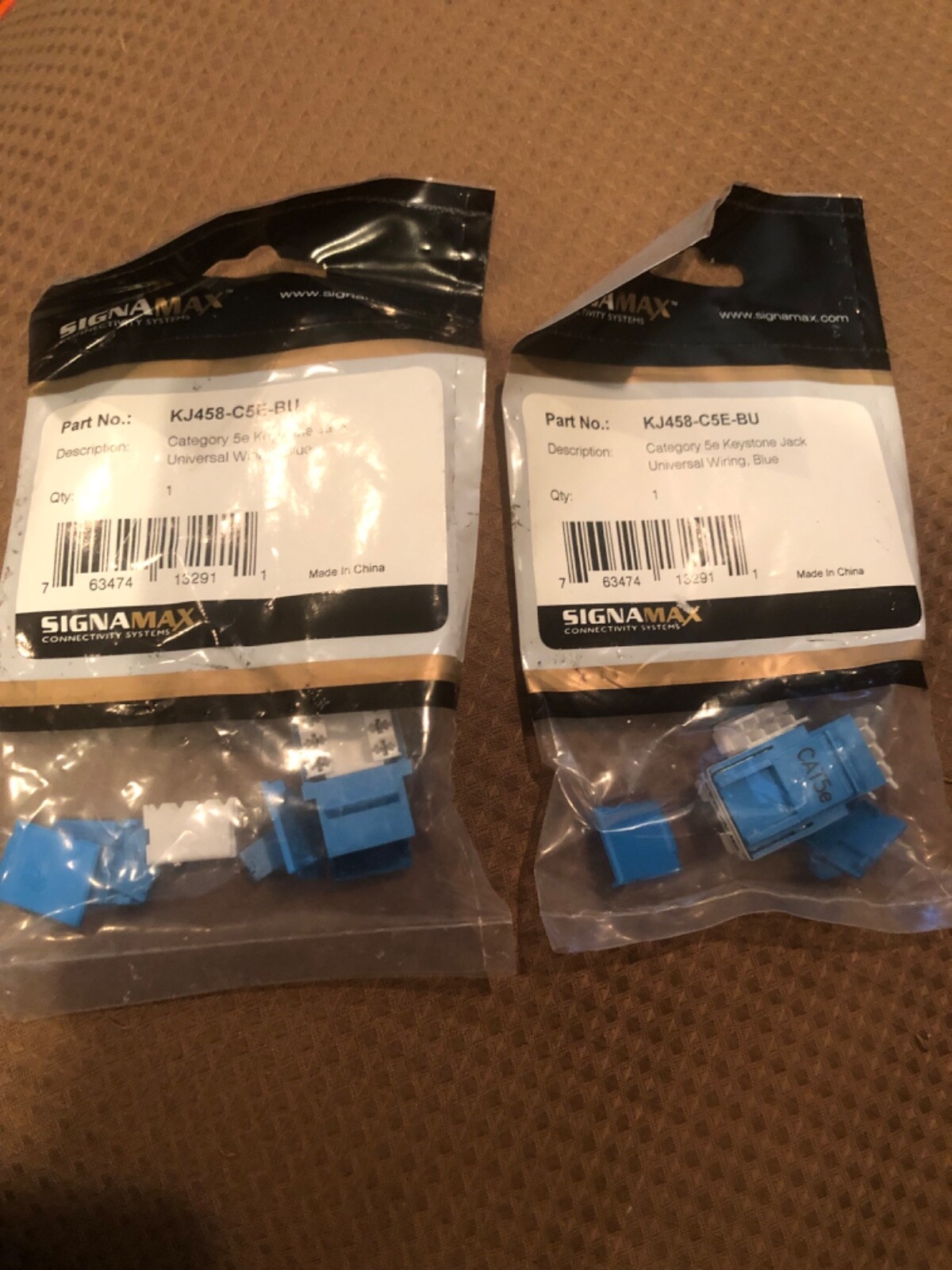 Lot of 2: KJ458-C5E-BU Signamax Cat5e Keystone Jack - Blue