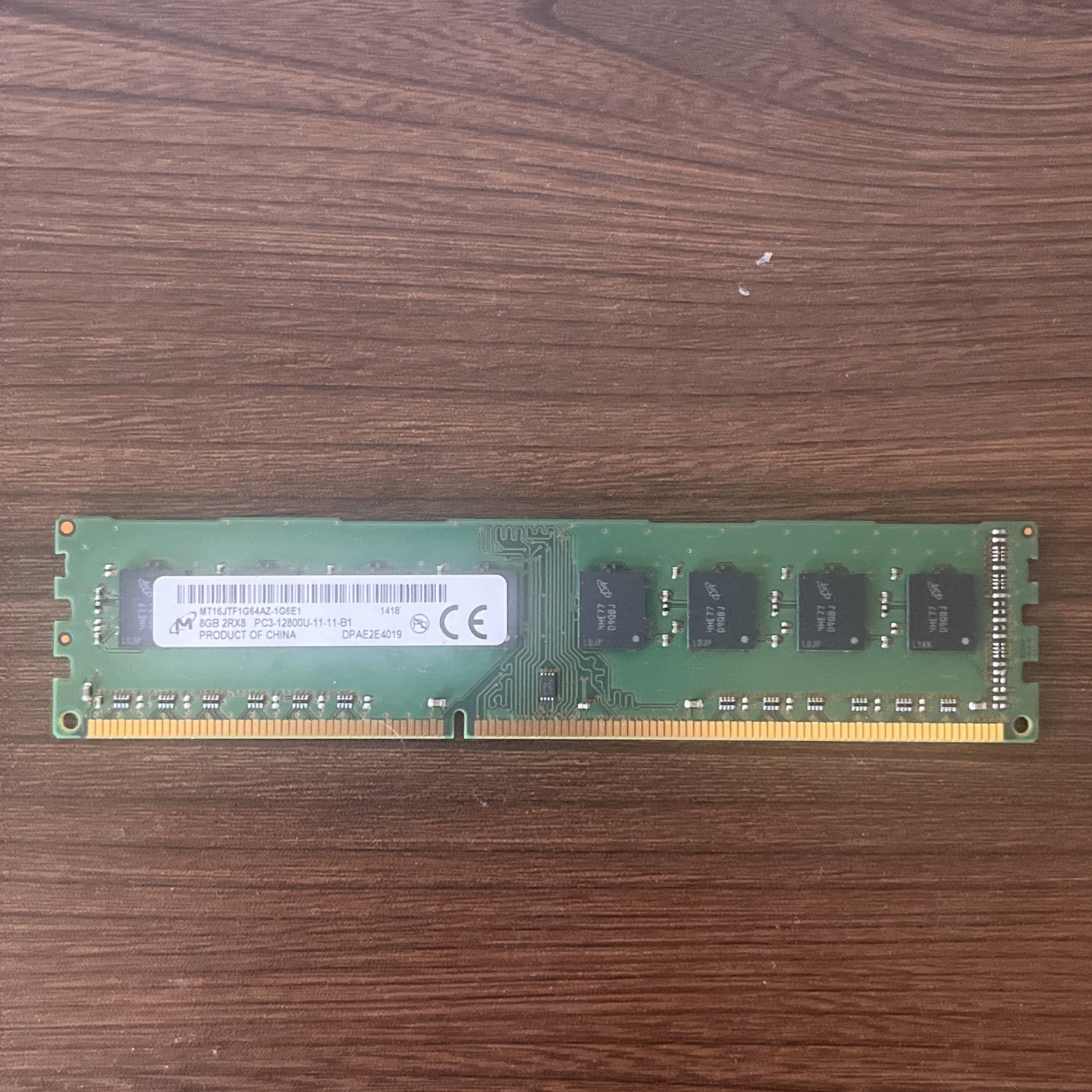 MICRON 8GB (1x8GB) 2RX8 PC3 12800U-11-11-B1 Desktop RAM MT16JTF1G64AZ-1G6E1