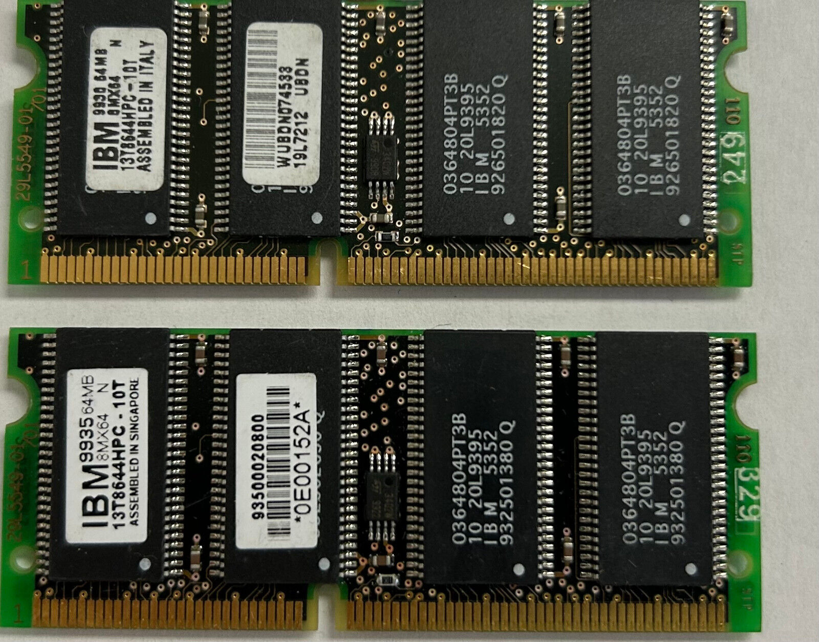 IBM 128MB (2 X 64MB) LAPTOP MEMORY PC66 3.3V SDRAM 144 PIN SODIMM RAM