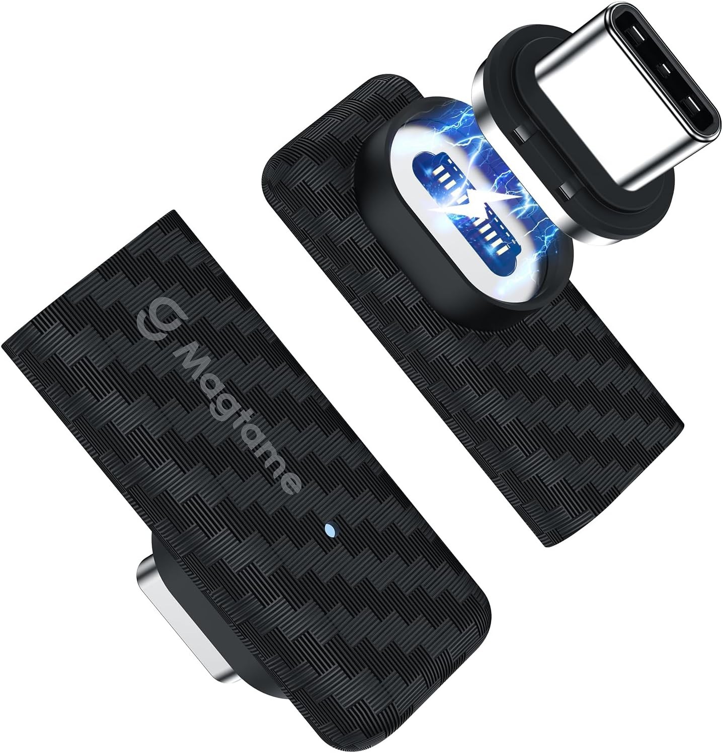 240W Magnetic USB C Right Angle Adapter, 24-Pin Carbon Fiber Extender | 40Gbps