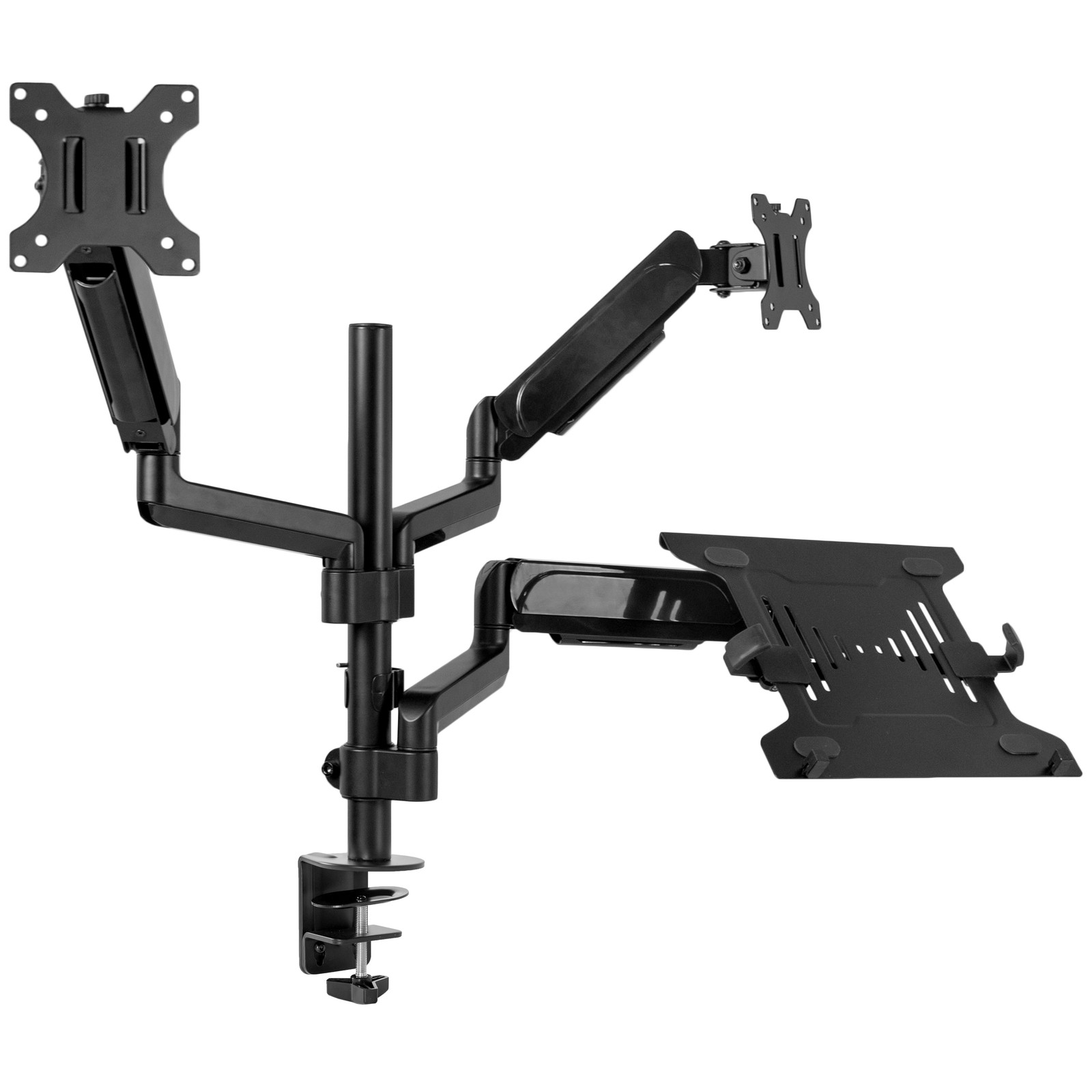 VIVO Black Dual 17" to 32" Monitor and Laptop Pneumatic Arm Desk Mount