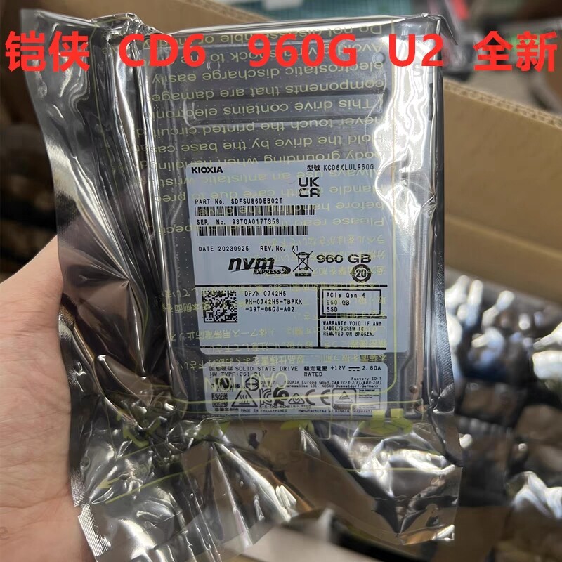 NEW Kioxia CD6 Series 960GB 2.5" Enterprises NVMe Pcie U.2 KCD6XLUL960G SSD