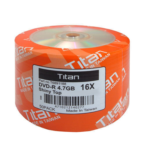 50 Titan Brand 16X Shiny Top DVD-R DVDR Blank Disc Media 4,7GB