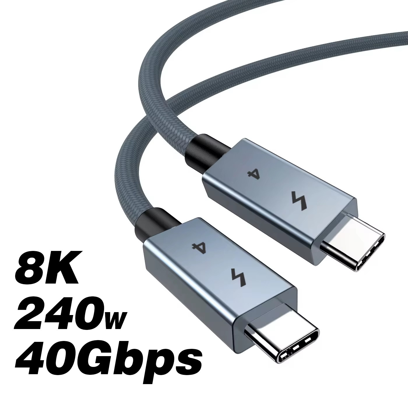 Thunderbolt 4 Type C 40Gbps USB4 Cable USB C to USB C 240W Fast Charging Cable T