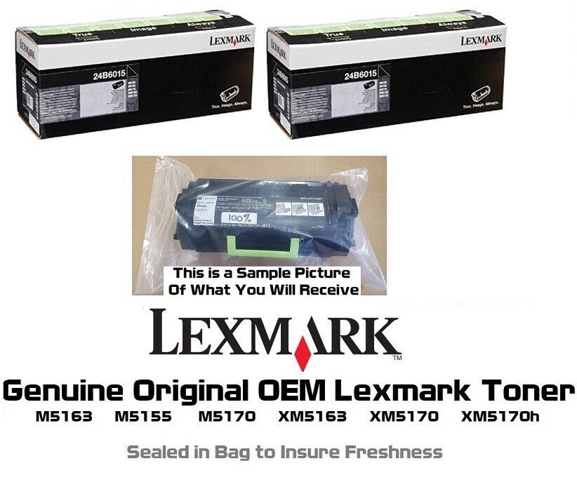 2 Mostly New Genuine Lexmark 24B6015 Toners M5163 M5155 M5170 XM5163 60% and 60%