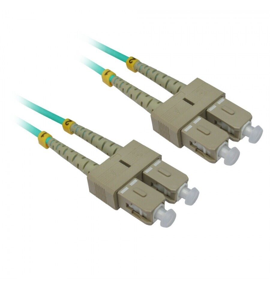 15 PACK LOT 15m SC-SC Duplex 50/125 OM4 100GB Fiber Patch Cable OFNR Aqua 50FT