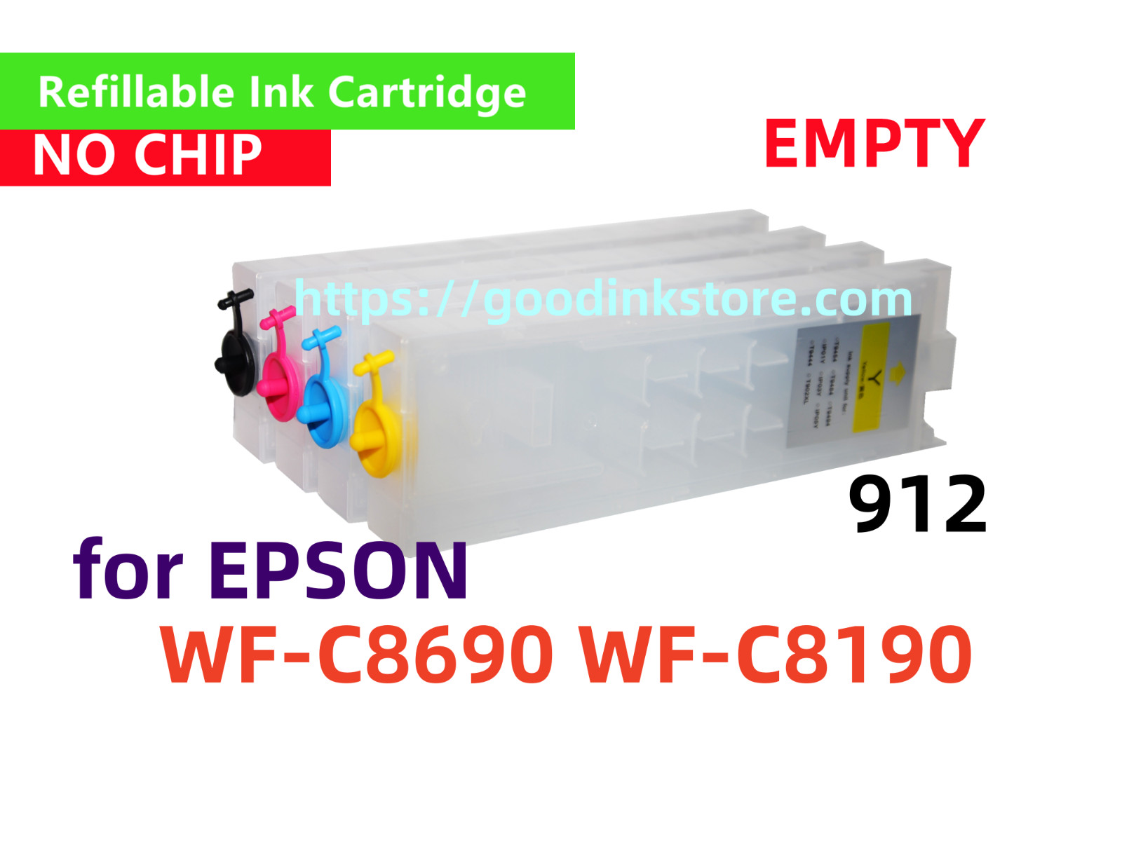NOCHIP Refillable Ink Cartridge Pro WF-c8690 wf-c8190 912XL 912 *