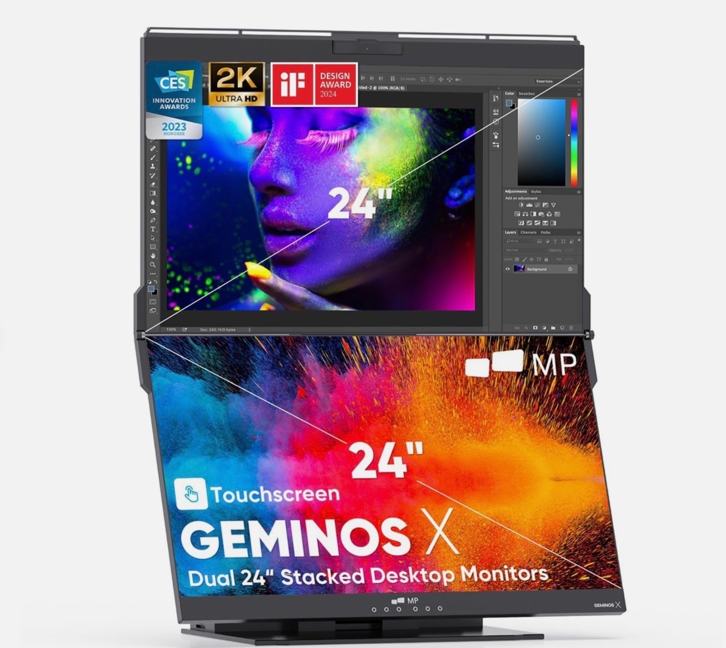 MP Mobile Pixels Geminos X (2 x 24 inch) Dual Stacked Computer Monitors AWESOME
