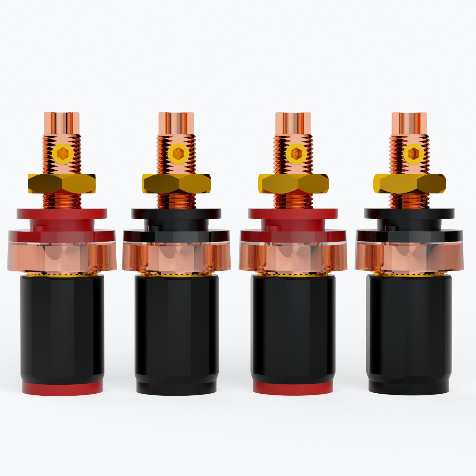 4 Pcs Copper Plated Binding Post Terminal HI-FI Audio Speaker for Audiophile New