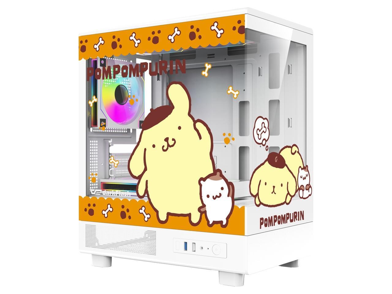 darkFlash DB330M MOTI Mini M-ATX Gaming PC Case, Sanrio Pom Pom Purin Official L