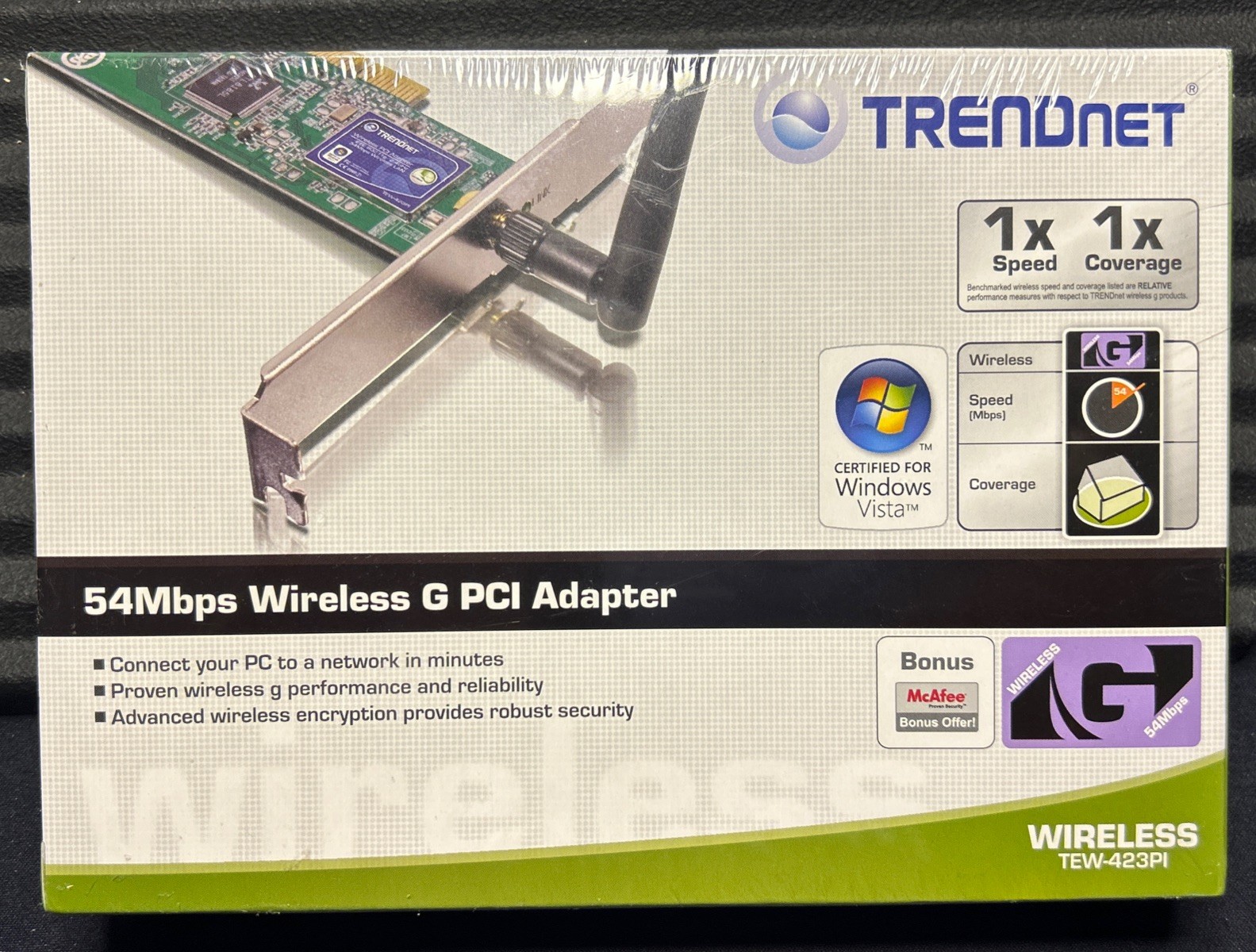 TRENDnet TEW-423PI Wireless PCI Card 54Mbps 802.11g/2.4GHz TEW-423-PI NEW