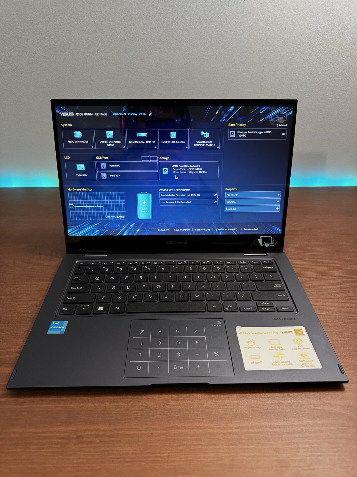 ASUS Vivobook Go 14 Flip 14" Touch 2-in-1 N4500 4GB 64GB eMMC Win11