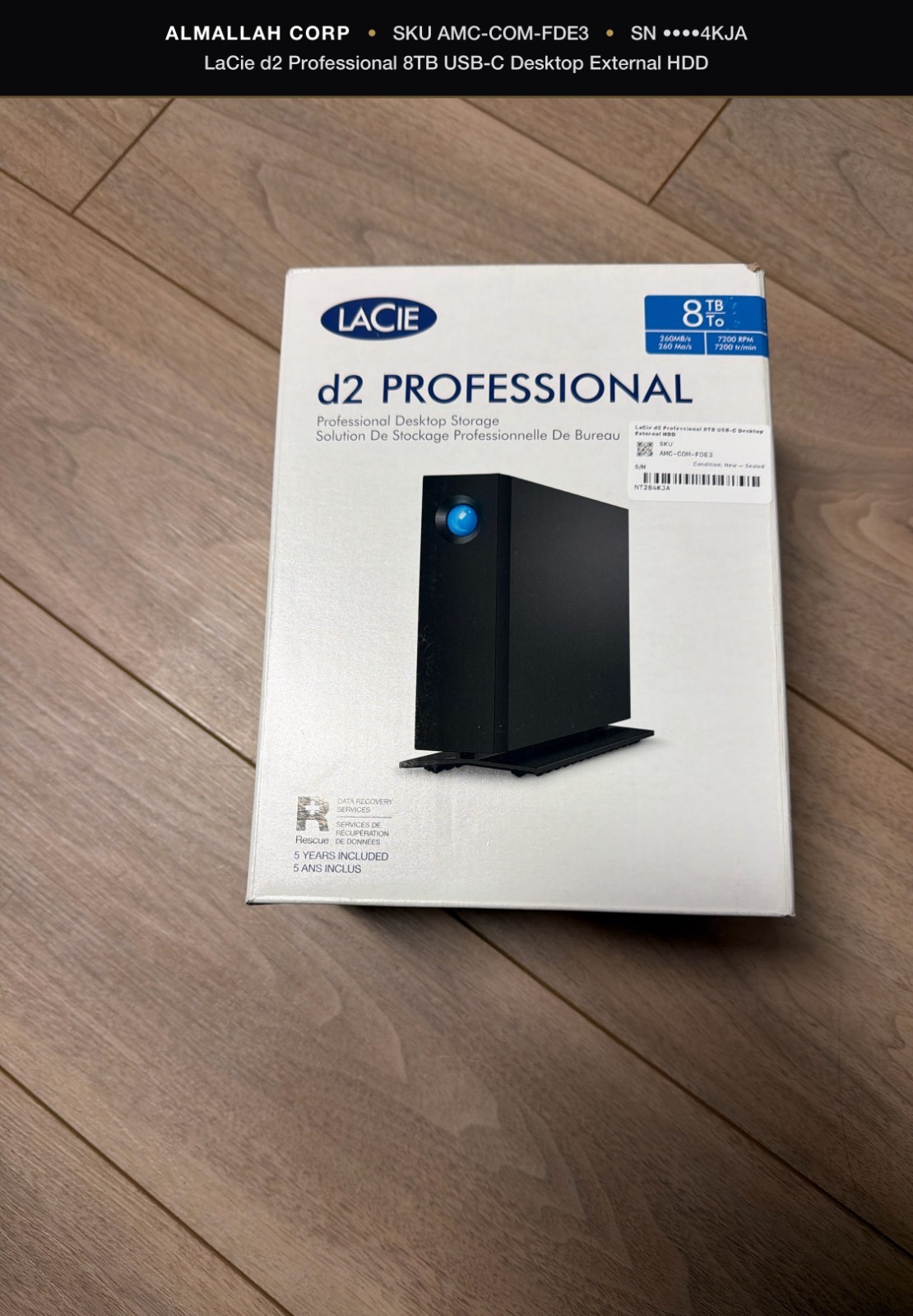 LaCie d2 Professional 8TB USB-C Desktop External Hard Drive NEW