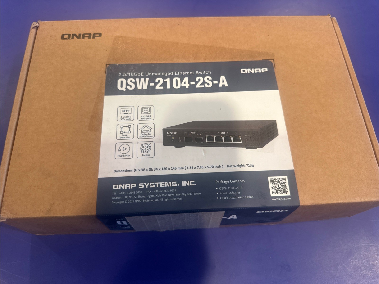 QNAP Ethernet Switch QSW-2104-2S-A, 4x 2.5GbE RJ45, 2x 10GbE SFP+ Fiber