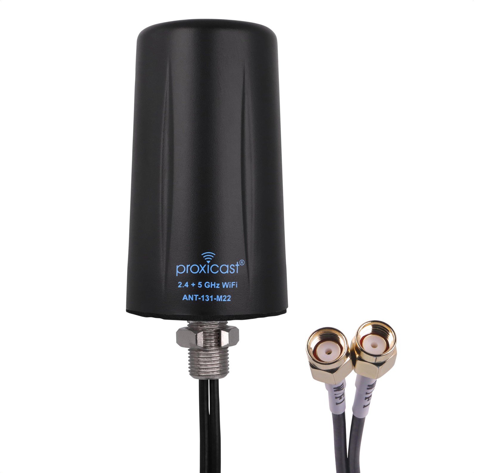 Indoor/Outdoor 2x2 MIMO Omnidirectional WiFi Antenna - Tri-Band 2.4/5.8/6 GHz...