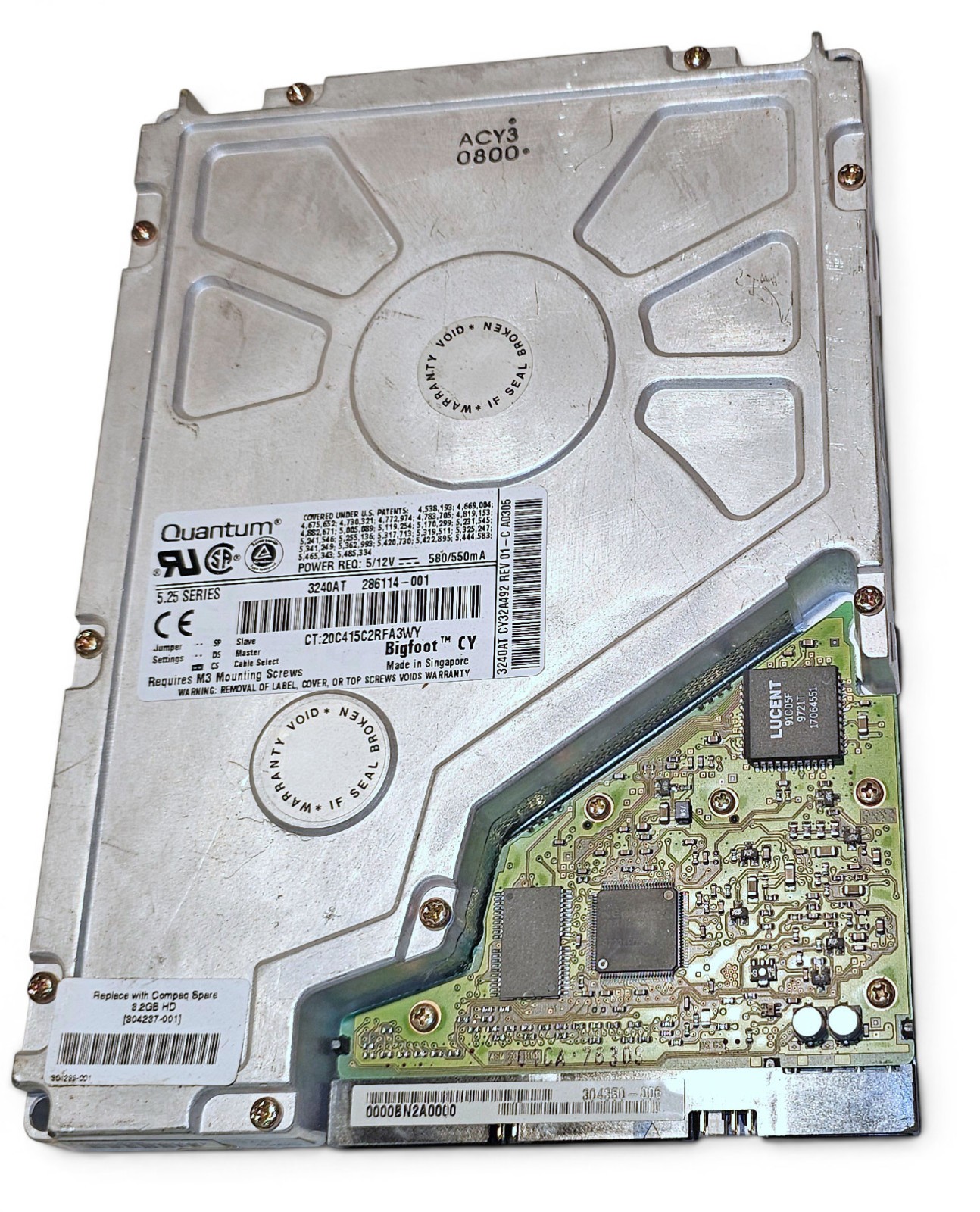 Vintage Quantum Bigfoot CY 3.2GB 5.25" IDE Hard Drive Compaq 3240AT 286114-001