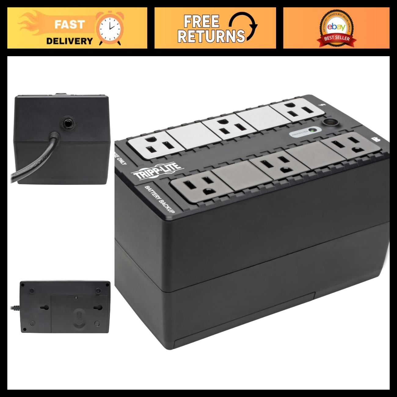 350VA Small UPS Battery Backup & Surge Protector - 210W Power Supply, Compact De
