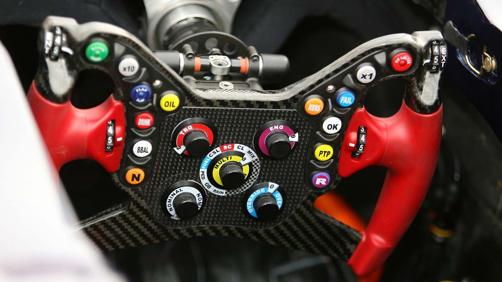 Cars formula one vehicles buttons car interiors steering Desk Mat Stitched
