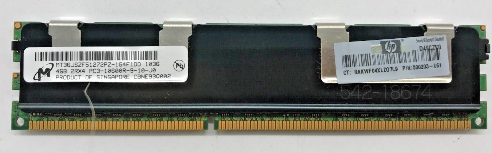 Micron 4GB (1x4GB) Server DDR3 MT36JSZF51272PZ-1G4F1DD PC3-10600R-9-10-J0#R2194