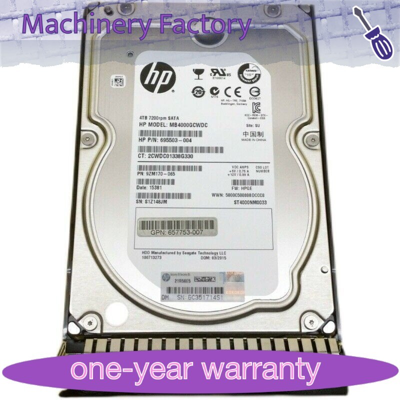 1PCS New FOR HPE 693687-B21 4TB 7.2K 693720-001 6G LFF 3.5" SC SATA HDD
