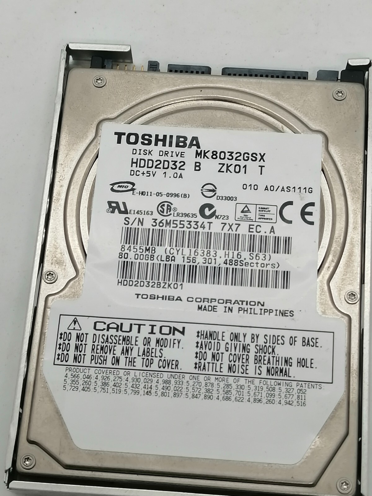 Toshiba MK8032GSX 5400rpm 80gb 2.5" Sata Laptop / Playstation Hard Drive HDD