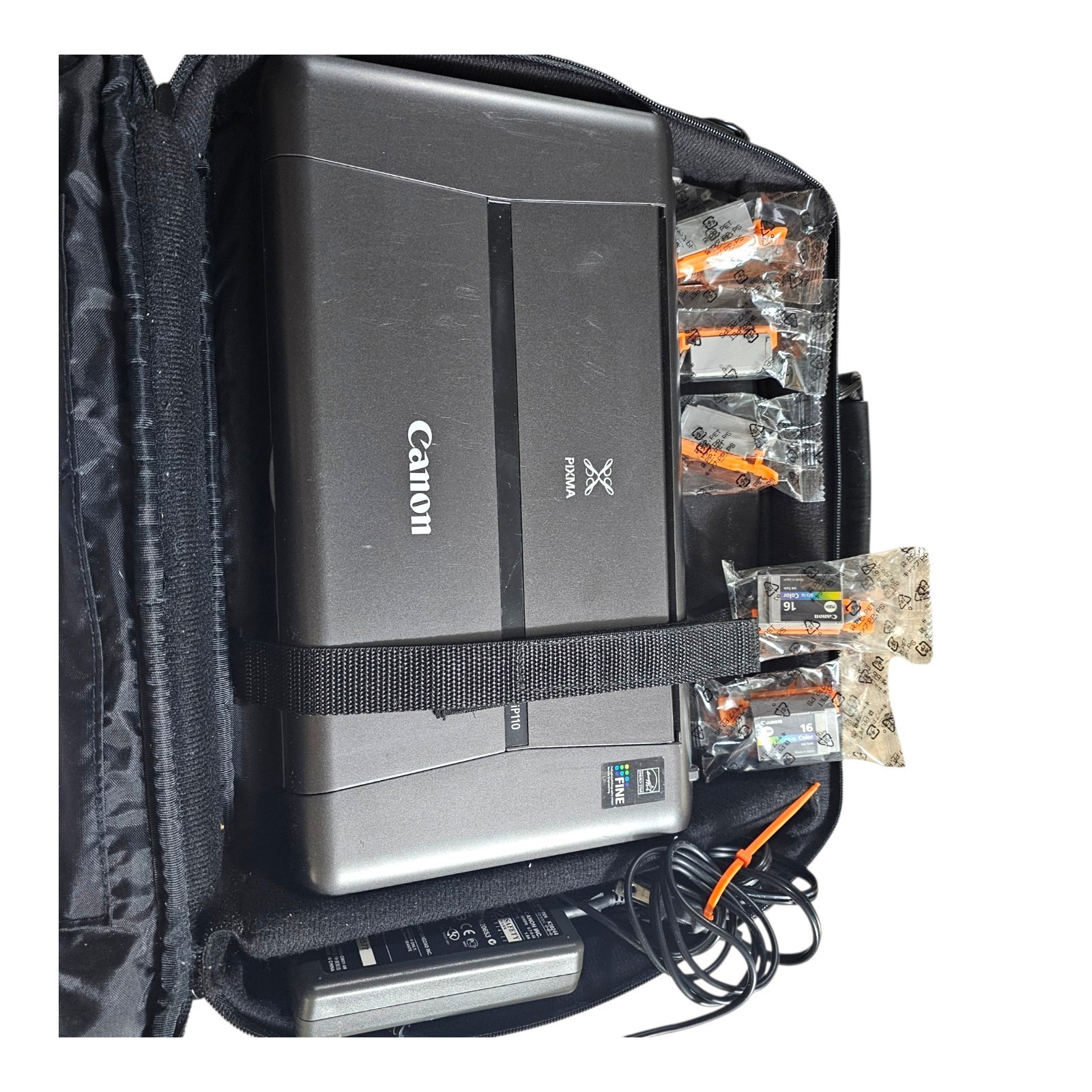 LOT: Canon PIXMA IP110 Wireless Mobile Printer Jet w/ Battery Case Power +5 Ink